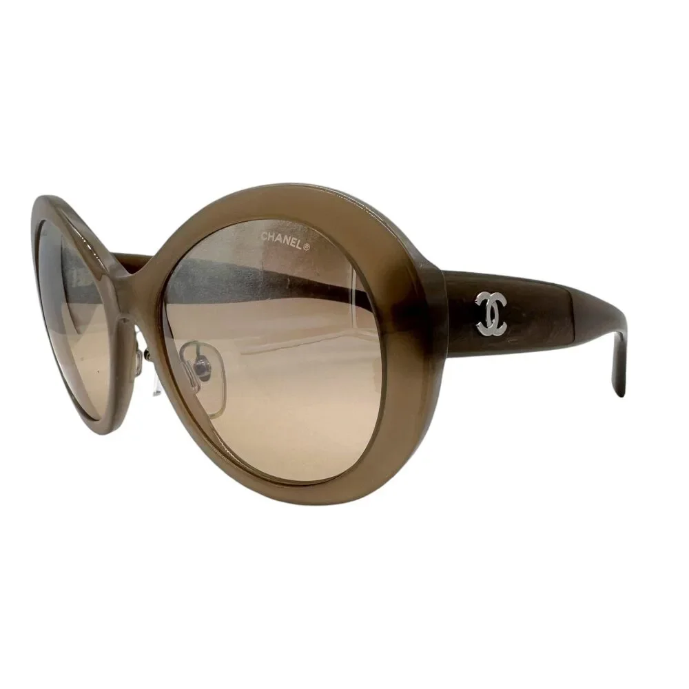 Chanel 5372 Gray Oversized Round Reflective Silver Lens Sunglasses w/ Case